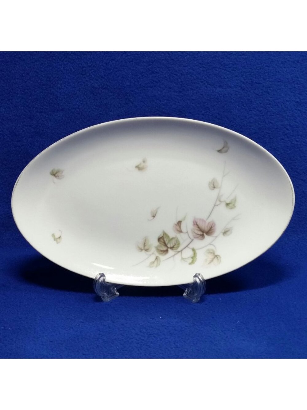 Yamaka China Breeze Underplate or Relish Dish 674 Pink, Brown and Grey Leaves